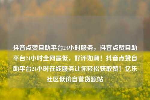 抖音点赞自助平台24小时服务，抖音点赞自助平台24小时全网最低，好评如潮！抖音点赞自助平台24小时在线服务让你轻松获取赞！亿乐社区低价自营货源站  第1张